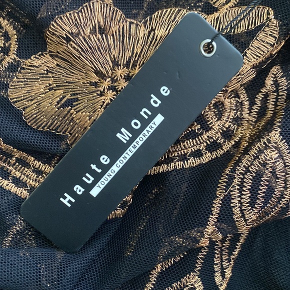 NWT Haute Monde black and gold floral kimono, coverup.  Size XL. - Picture 7 of 8